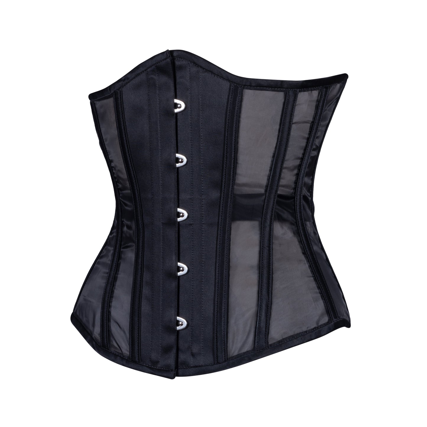 Black Fine Mesh Corset, Slim Silhouette, Regular